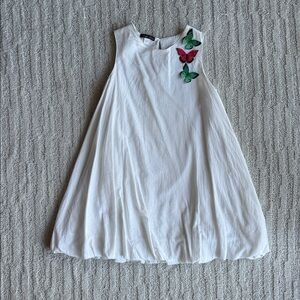 Stella Cove White Linen Dress with Turquoise and Coral Butterfly Accents